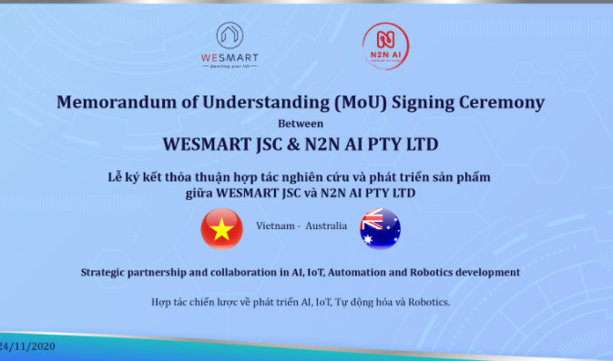 (Lễ ký kết thỏa thuận hợp tác giữa WESMART và Công ty N2N AI)
