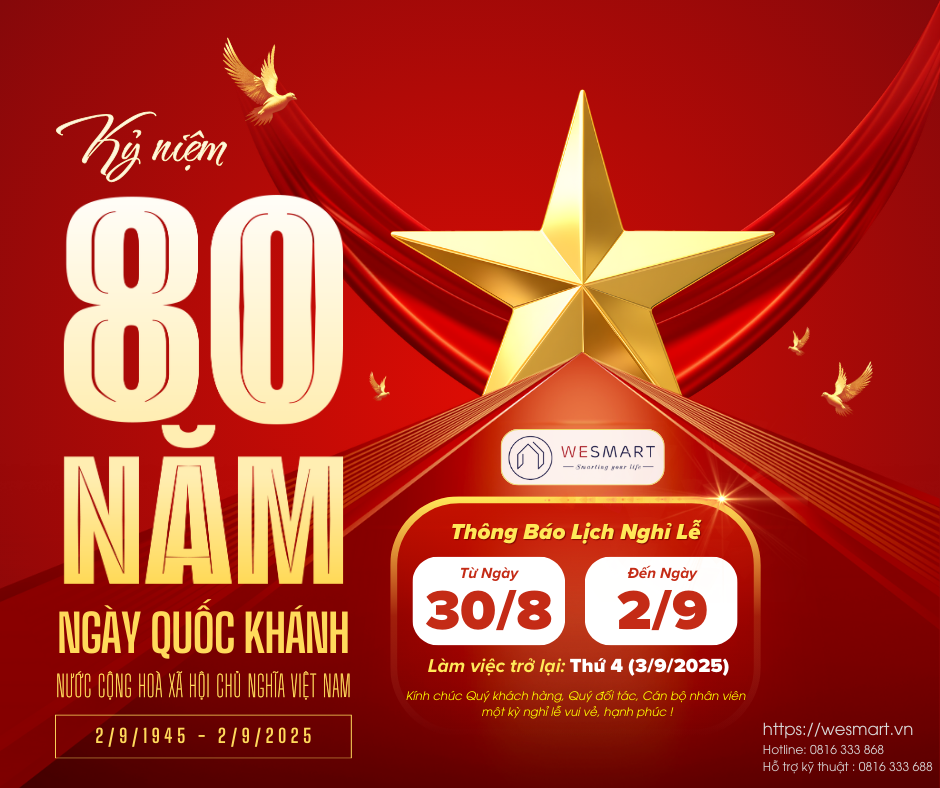 WESMART thông báo lịch nghỉ lễ Quốc khánh 2/9/2025 – Thời gian nghỉ & hỗ trợ kỹ thuật